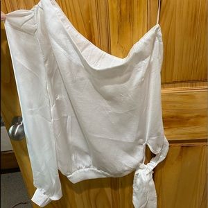 Beautiful one sleeve silk white shirt